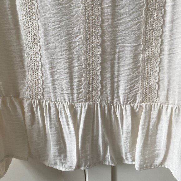 NWOT Lefties White Lace Trim Peplum Blouse XS Romantic Cottagecore - Picture 3 of 14